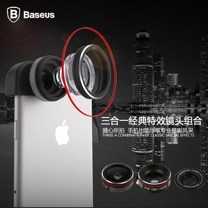 Baseus 3 in 1 Fisheye Wide Angle Macro Lens for iPhone 6 