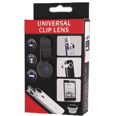 Universal 3 in 1 Clip Lens 180 Degree + 0.67x Wide Angle 