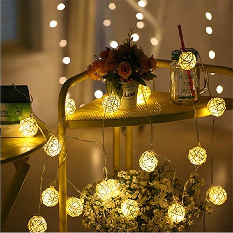  Lampu Hias Dekorasi Bola Rotan String Fairy 2 5 Meter 20 