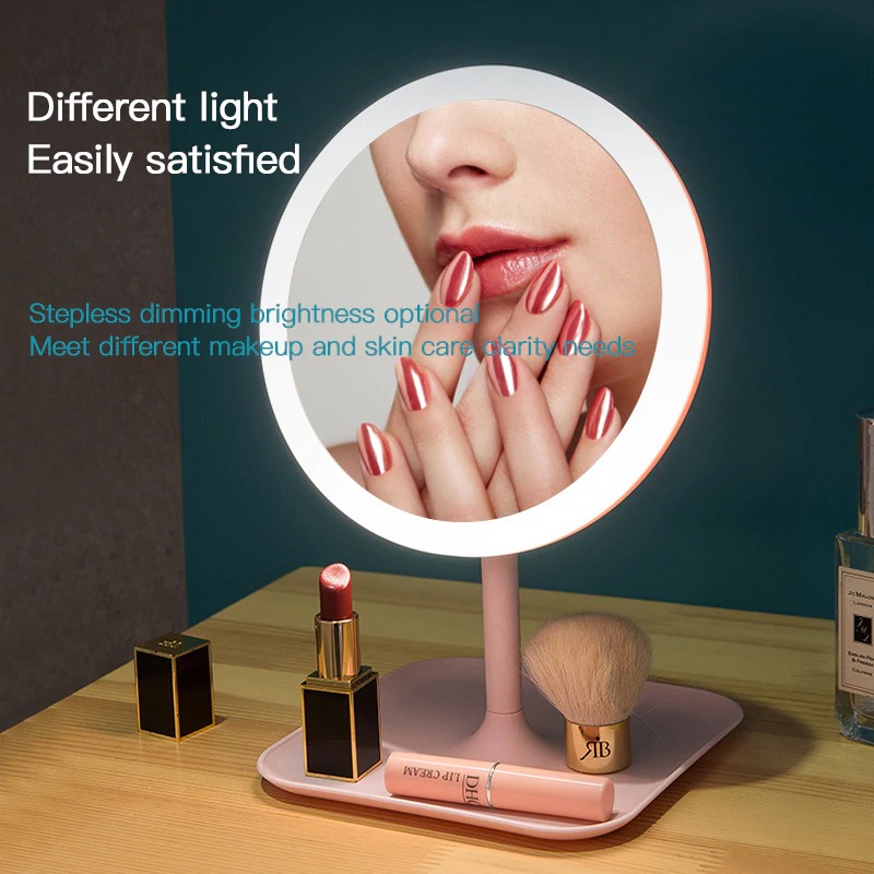 ORZ Cermin  Make Up dengan  Lampu  LED  Ring Light Wadah 