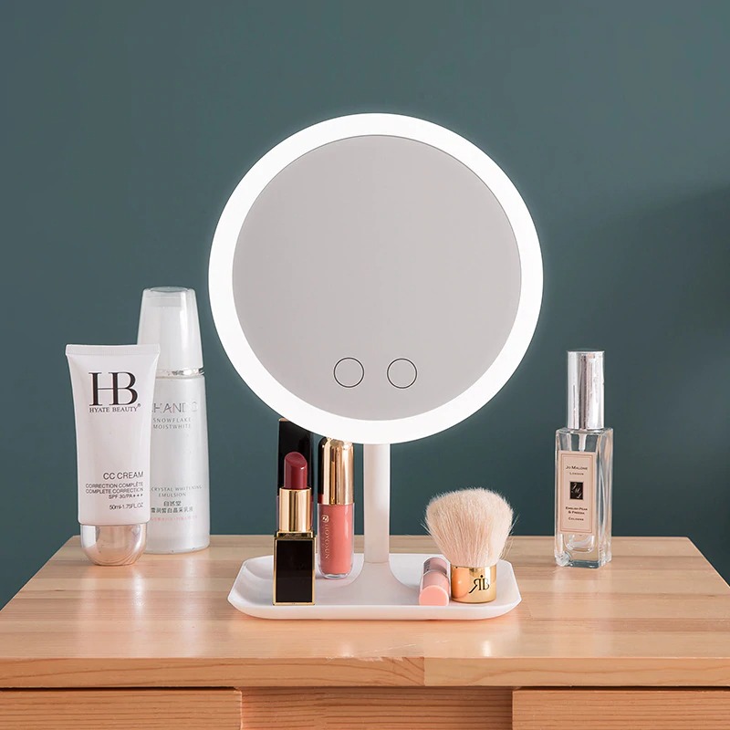 ORZ Cermin  Makeup dengan  Lampu  LED  Ring Light Wadah 