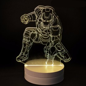 Lampu 3D LED Transparan Design Iron Man - White - 1