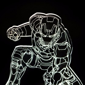 Lampu 3D LED Transparan Design Iron Man - White - 2