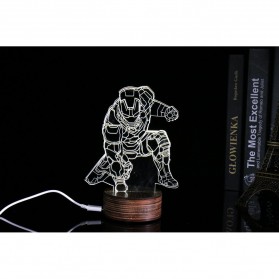 Lampu 3D LED Transparan Design Iron Man - White - 3