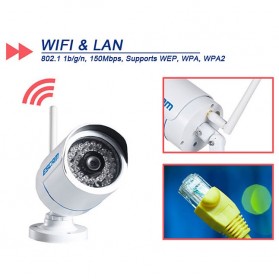 ESCAM Q6320WiFi Waterproof Bullet Wireless IP Camera CCTV 1/4 Inch CMOS 720P - White - 8