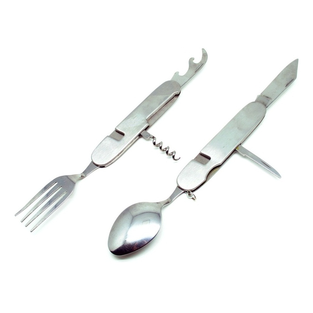 Aluminium Surface Swiss Knife with Spoon and Fork 6 in 1 - SR-LP401 - Silver - 1