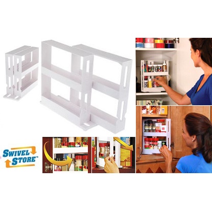 Swivel Store Box Food Rack Rak  Bumbu  White 