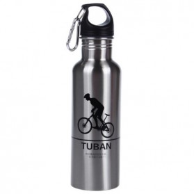 Botol Minum Olahraga Aluminium 400ml Dengan Karabiner - Silver - 1