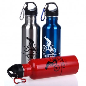 Botol Minum Olahraga Aluminium 400ml Dengan Karabiner - Silver - 2