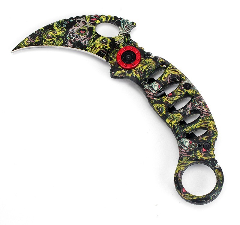 Pisau Lipat  Karambit Unique Pattern Tactical Knife Black 