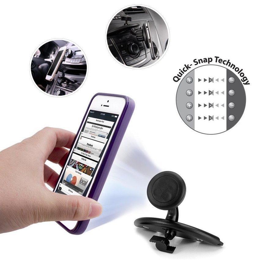 Smartphone Holder Magnet  Slot  CD Mobil SW5 Black 