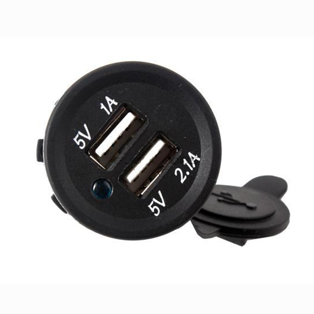 Car Charger Dual USB LED 12V - Black - JakartaNotebook.com