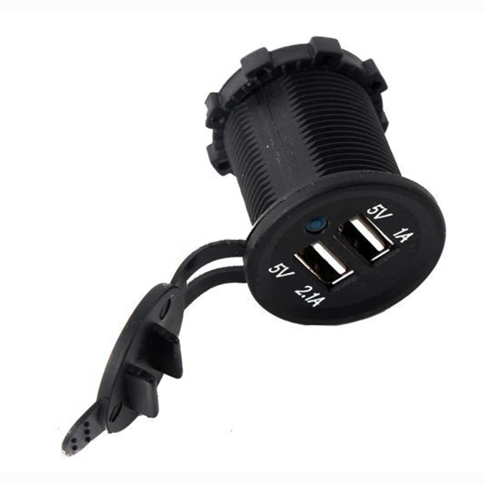 Car Charger Dual USB LED 12V - Black - JakartaNotebook.com