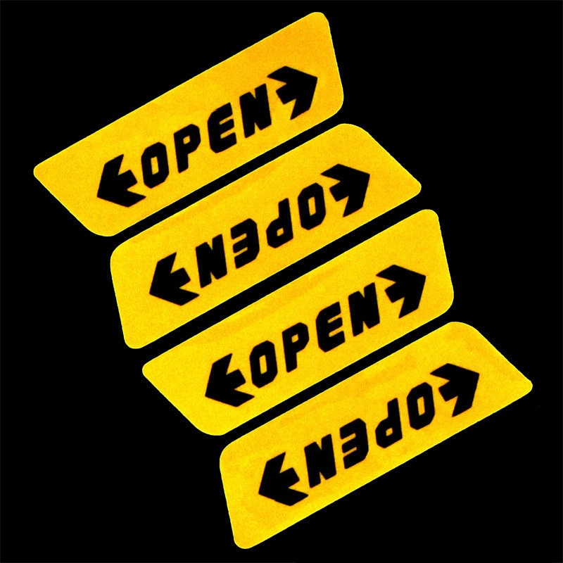  Stiker  Reflective Pintu  Mobil OPEN Warning Door Yellow 