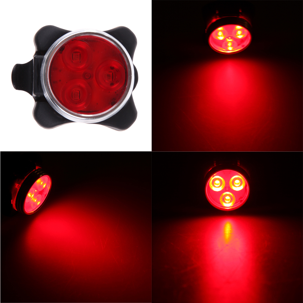  Lampu  Belakang  Sepeda  USB  Charge 3 LED PJ011 Red 