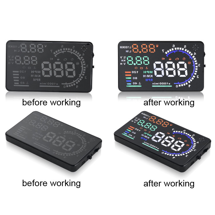 Digital Car Led Hud Obd2 Interface 55 Inch A8 Black