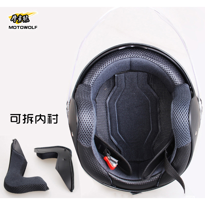 MOTOWOLF Helm  Sepeda  Motor Half  Face  Black 