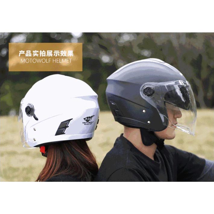 MOTOWOLF Helm  Sepeda  Motor Half  Face  Black 