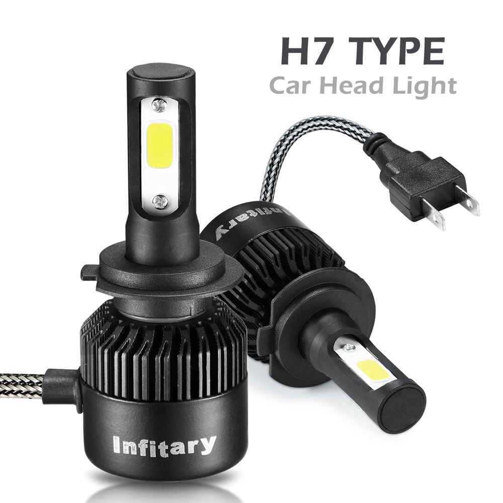 INFITARY Lampu  Mobil  Headlight LED H7  COB 2 PCS Black 