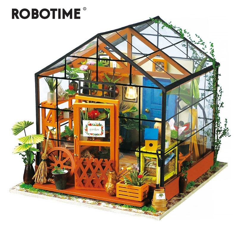 Robotime Mainan  Puzzle Rakit Kayu 3D Model Green House 