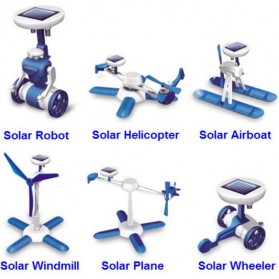 Educational 6 in 1 DIY Solar Hybrid Robot Kit Toy - Blue/Gray - 1