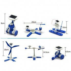 Educational 6 in 1 DIY Solar Hybrid Robot Kit Toy - Blue/Gray - 3