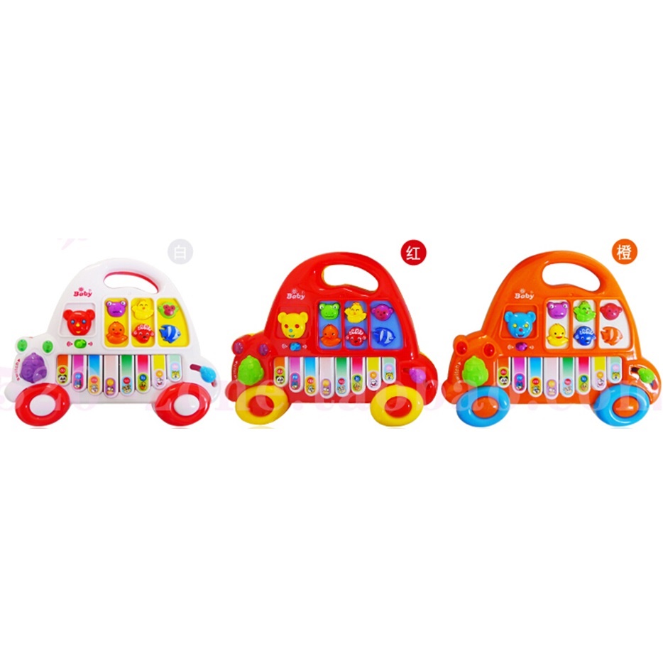 Puzzle Cartoon Car Electronic Piano Kids Toy - Red