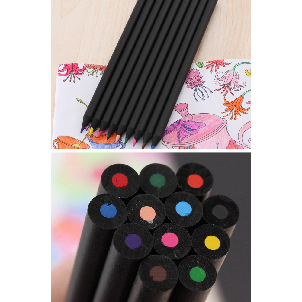 Pensil Warna Black Wood Drawing Sketches 12 Warna Box Black