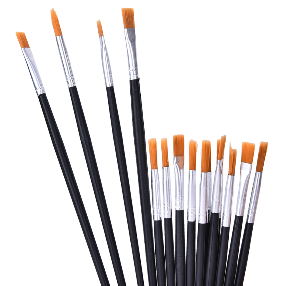  Kuas Lukis  Gambar Profesional 12 PCS Black 