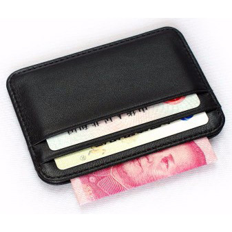 Dompet Kartu Bahan Kulit Mini Wallet Black 