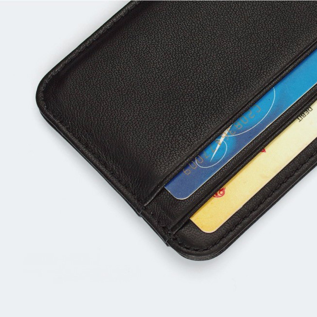 Dompet Kartu Bahan Kulit Mini Wallet Black 