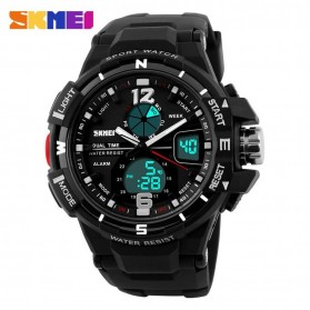 SKMEI Men Sport Analog LED Watch Water Resistant 50m - AD1148 - Black White - 2