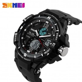 SKMEI Men Sport Analog LED Watch Water Resistant 50m - AD1148 - Black White - 3