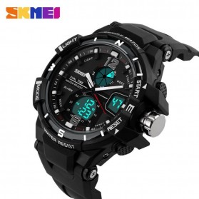 SKMEI Men Sport Analog LED Watch Water Resistant 50m - AD1148 - Black White - 4