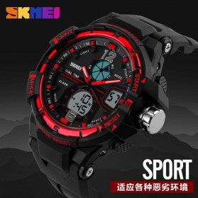 SKMEI Men Sport Analog LED Watch Water Resistant 50m - AD1148 - Black White - 7