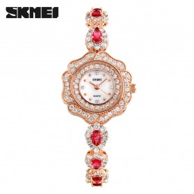 SKMEI Girl Fashion Stylis Diamond Bracelet Quartz Watch - 1199L - Rose Gold - 1