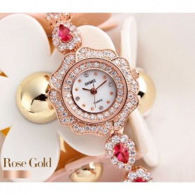 SKMEI Girl Fashion Stylis Diamond Bracelet Quartz Watch - 1199L - Rose Gold - 5