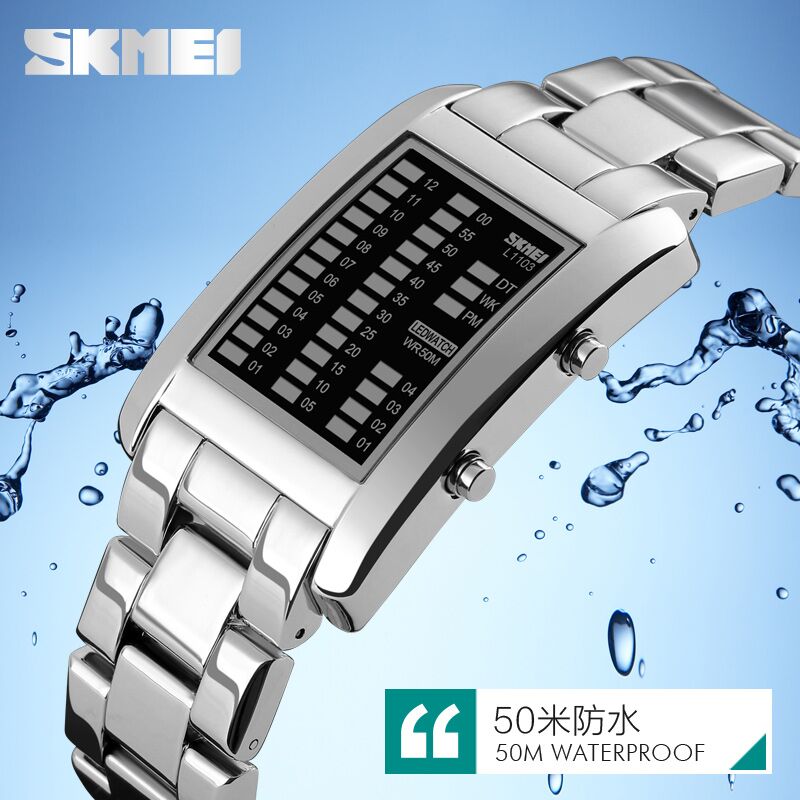 SKMEI Jam Tangan LED Unik - 1103A - Black 