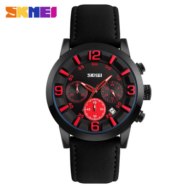 SKMEI Jam Tangan Analog Trendy - 9147CL - Black/Red 