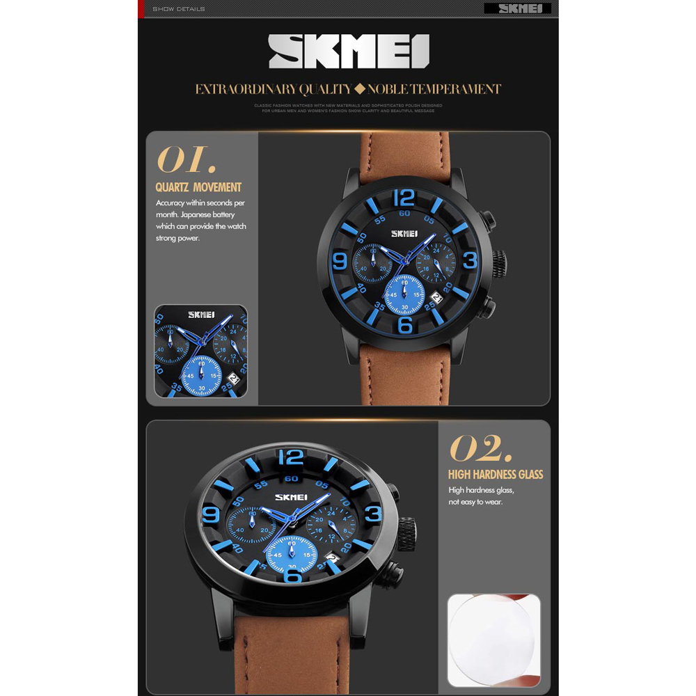 SKMEI Jam Tangan Analog Pria - 9147CL - Black/Red 