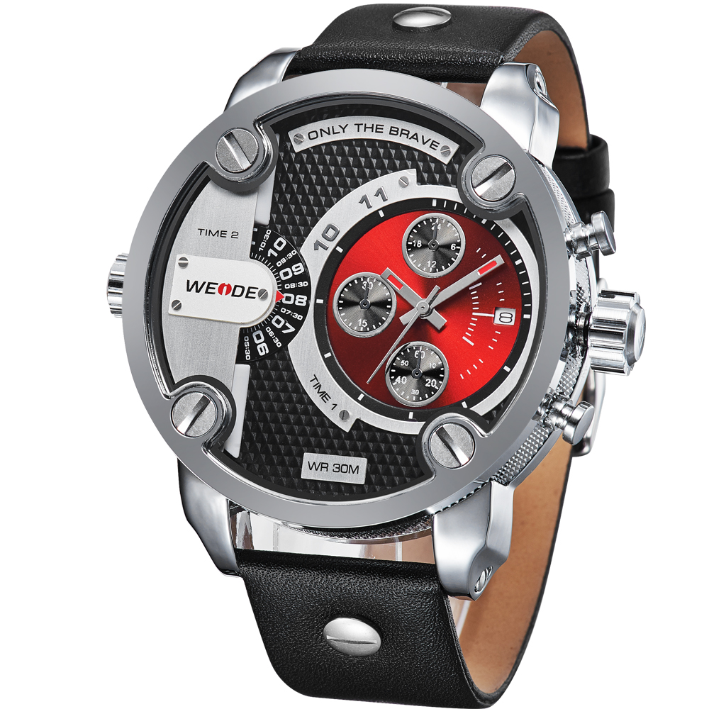 Weide Jam Tangan Japan Quartz Miyota - WH3301 - Black/Red 