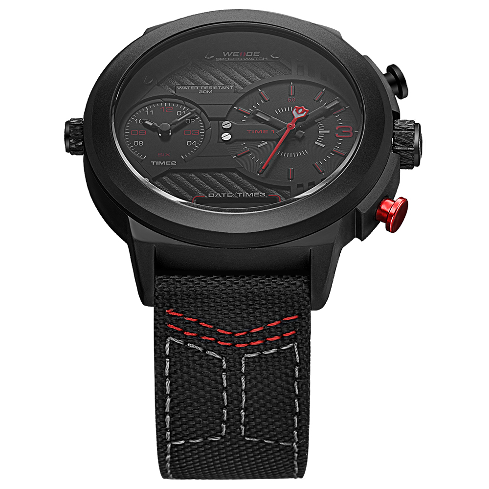 Weide Jam Tangan Analog - WH6405 - Black/Red 