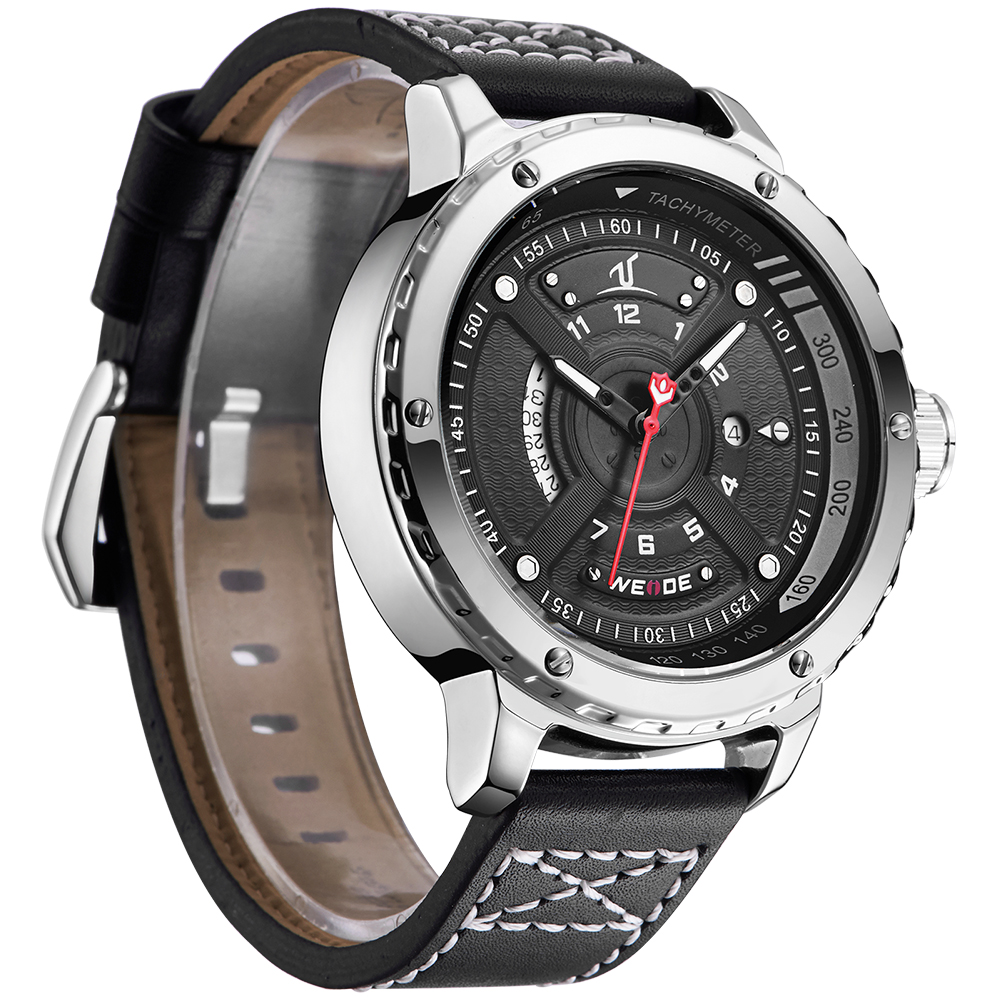 Weide Jam Tangan Sporty Pria - UV1609 - Black/Silver 