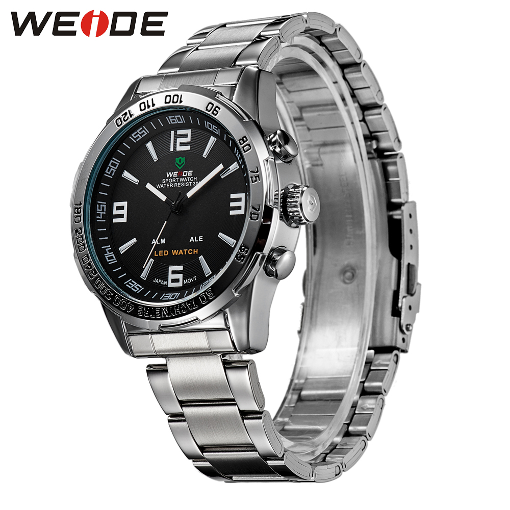 Weide Jam Tangan Sporty Pria - WH1009 - Black/Silver 