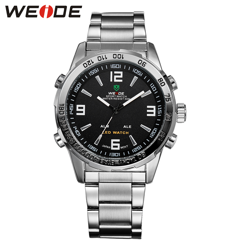 Weide Jam Tangan Sporty Pria - WH1009 - Black/Silver 