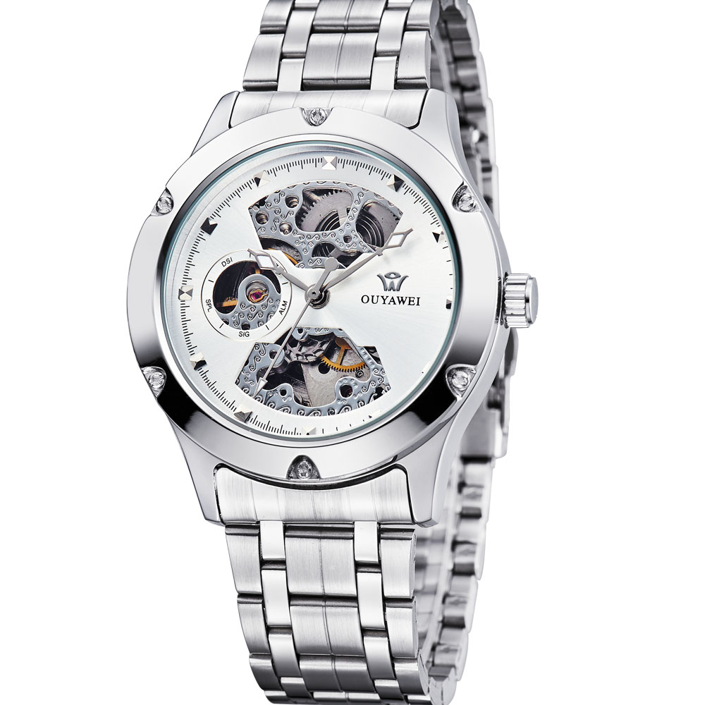 Ouyawei Skeleton Stainless Steel Automatic Mechanical 