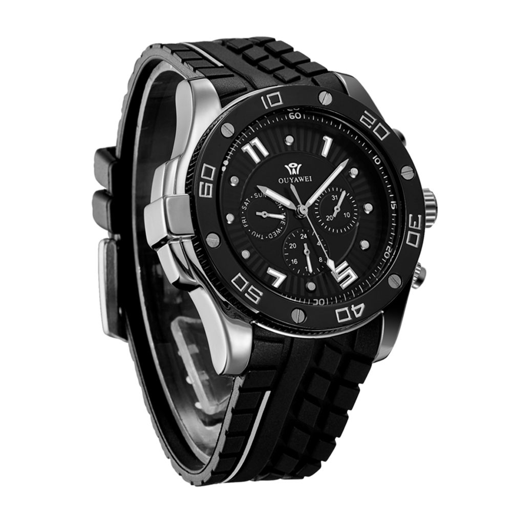 Ouyawei Sports Men Silicone Strap Automatic Mechanical 