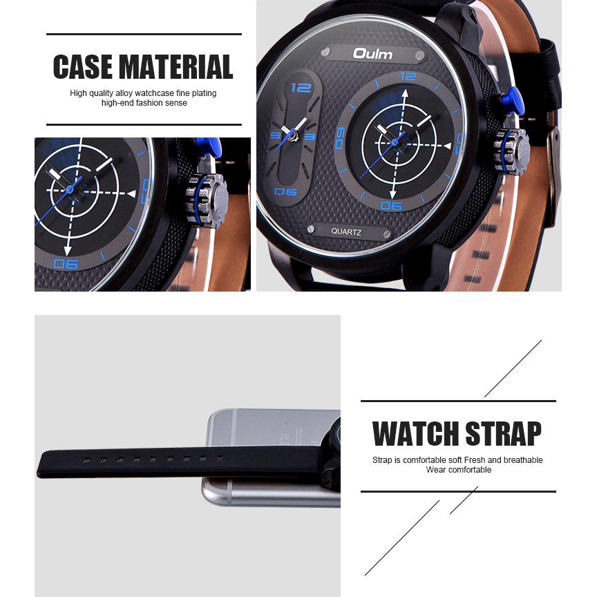 Oulm Analog Quartz Men Stainless Steel Band Fashion Watch 