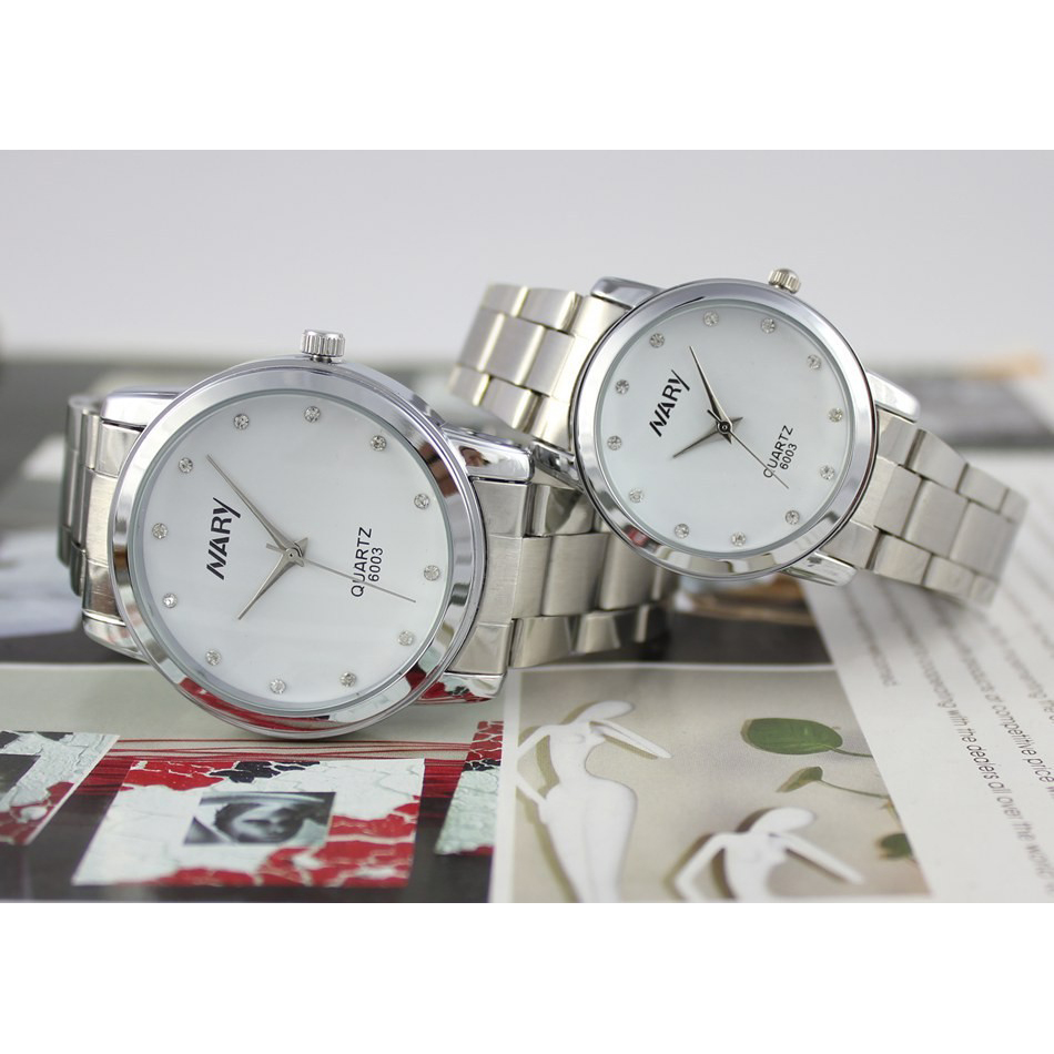 Nary Jam Tangan Analog Pria Strap Stainless Steel - 6003 