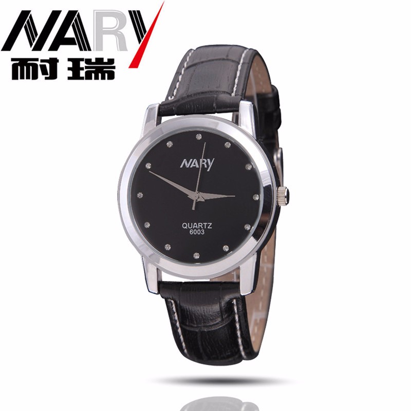 Nary Jam Tangan Analog Wanita Strap Kulit - 6003 - Black 